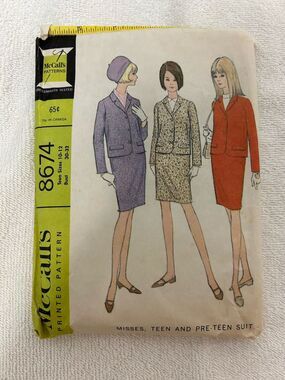 McCall's 8674 Vintage Original Misses Teen Pre-Teen Suit Sewing Pattern